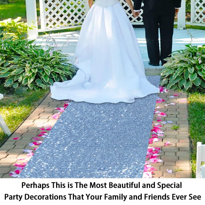 ShinyBeauty Baby Blue Sequin Aisle Runner 4x15 Feet - Sparkling Wedding Aisle Carpet for Indoor Ceremonies, Bridal Showers, Receptions - Image 2